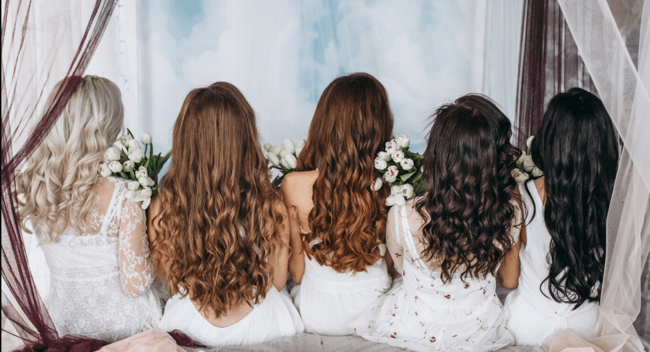 Collection of natural human hair wigs in different textures and styles