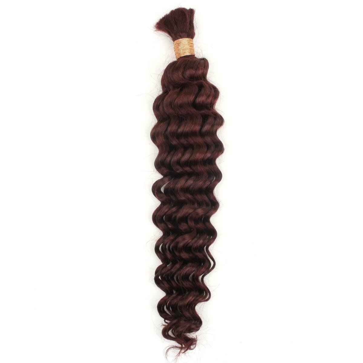 Brazilian Burgundy Deep Wave Bulk Human Braiding Hair Extensions - The Platinum Extensions 
