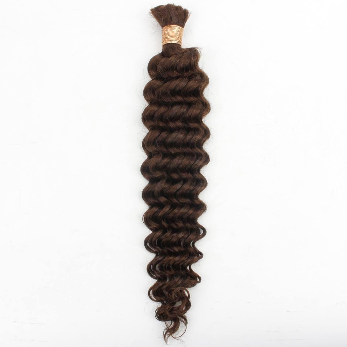 Medium Brown Deep Wave Bulk Human Hair Extensions - The Platinum Extensions