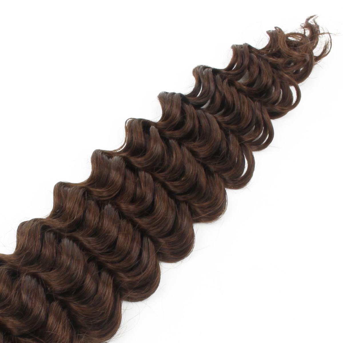 Medium Brown Deep Wave Bulk Human Hair Extensions - The Platinum Extensions