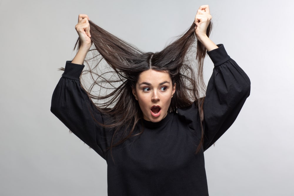 Long black hair with silky sew-in extensions