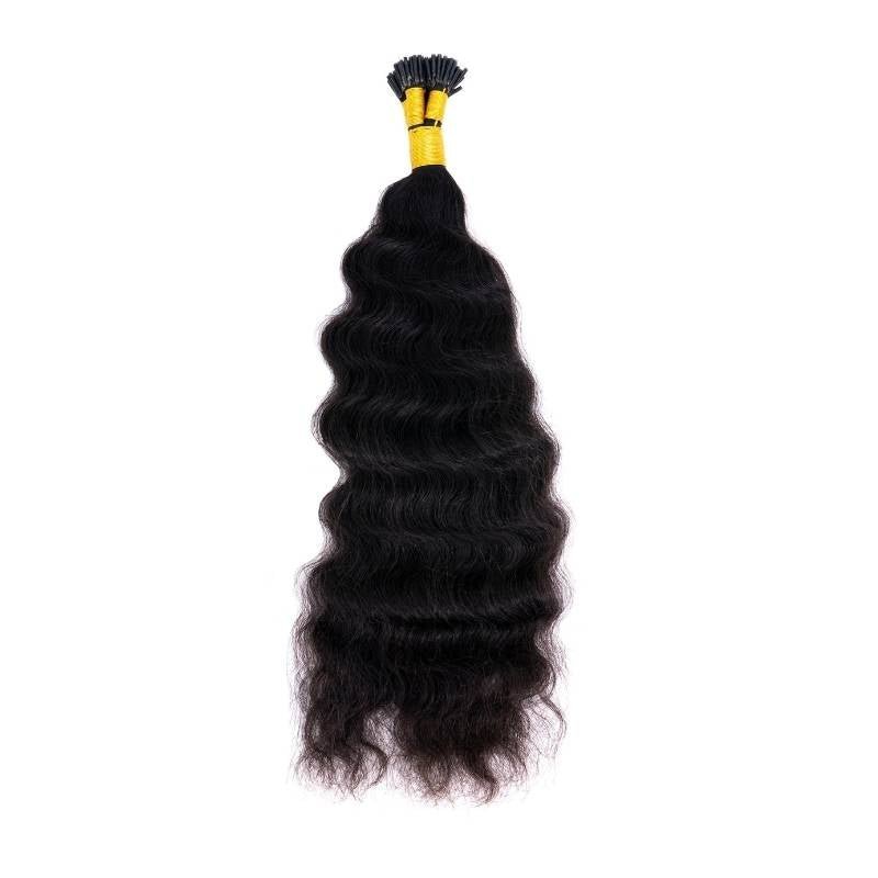 Indian Curly Natural Black I-Tip - The Platinum Extensions 